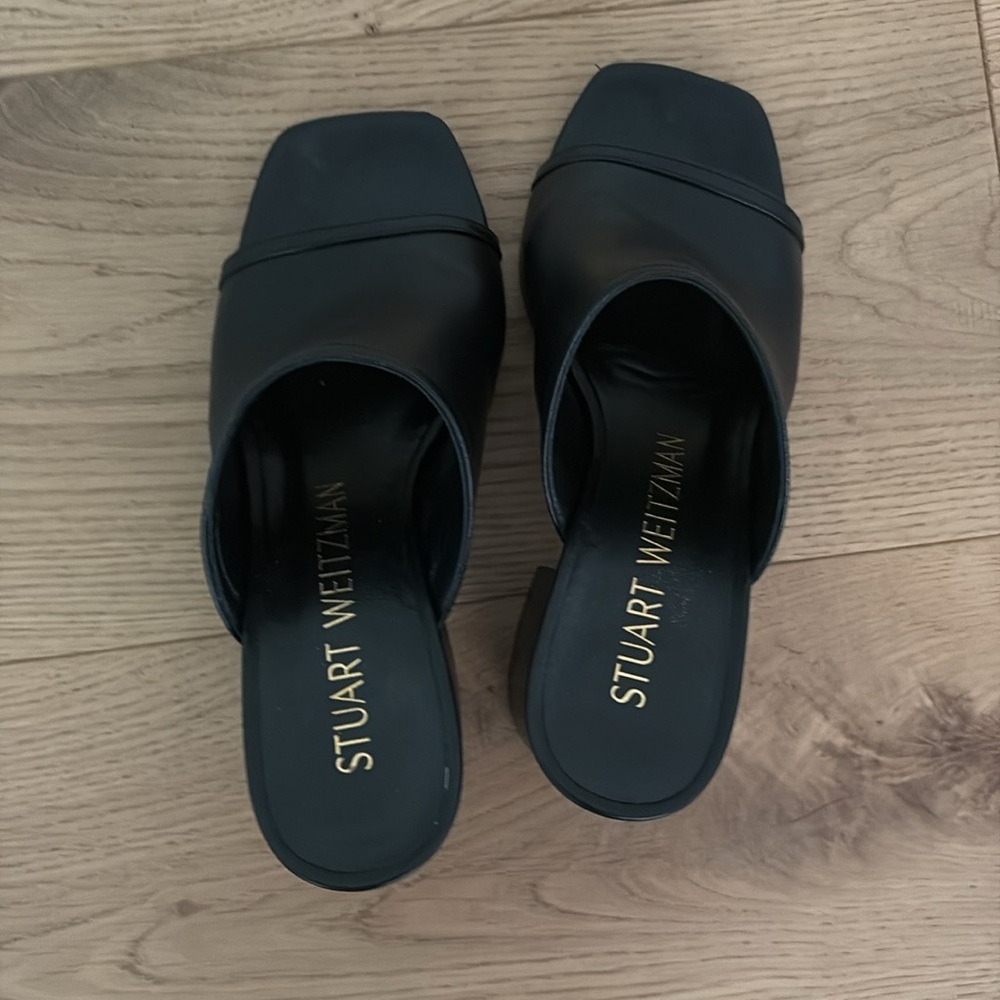 Stuart Weitzman Cayman Block Slide Black 8 - image 6